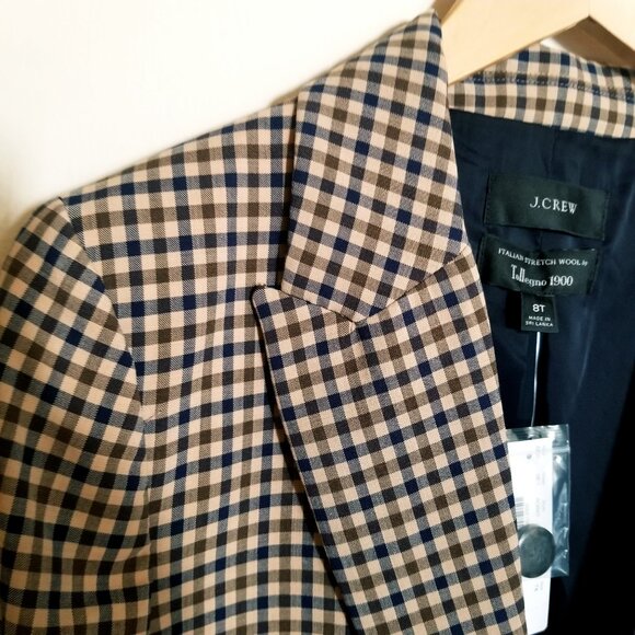 NWT – J Crew Women's Plaid Italian Stretch Wool Blazer – Tollegno 1900 – 8 TALL - Picture 3 of 14